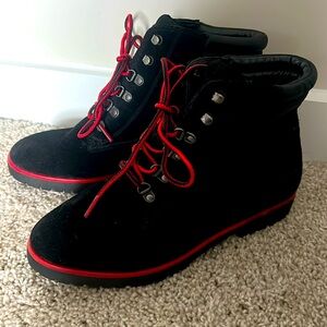 Ralph Lauren Black/Red Leather Boots